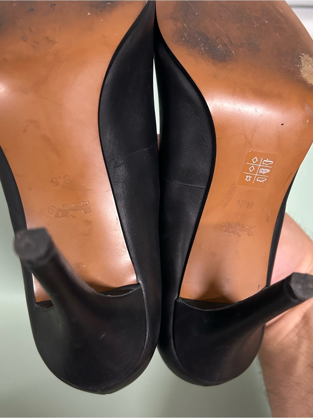 Coach Black Leather Pointed Toe Pumps - Picture 13 of 16